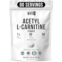 Pure Acetyl L-Carnitine Powder ALCAR Unflavored Acetyl-L-Carnitine HCl Supplement Powder with Smooth Texture for Easy Mixing Non-GMO, 3.2 oz 90g
