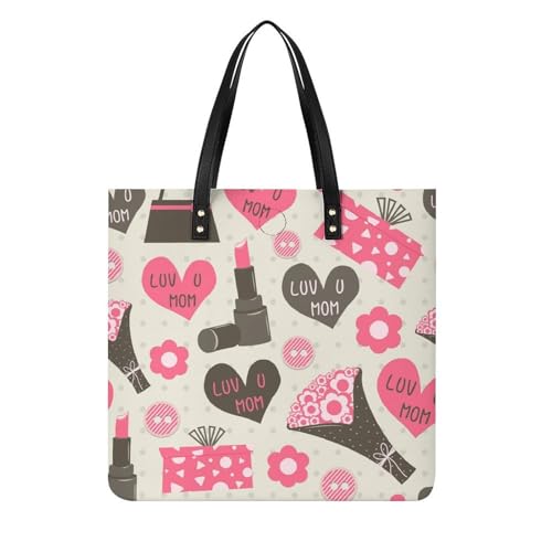 Sac à main shopper rouge à lèvres fleur grand format 39x39cm avec anses confortables