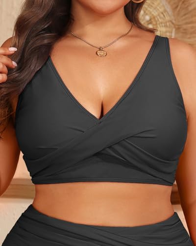Women Plus Size Bikini Top - Twist Front Swimsuit Top Push Up Full Coverage Bathing Suit 2025 Swim Bra for Large Bust4