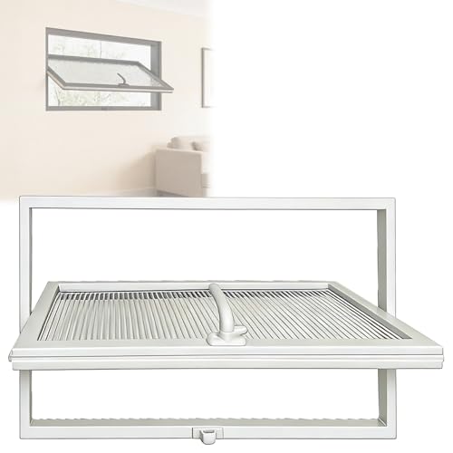Metal Frame Window,24x22inchs / 61x56cm White, 360° Rotation Central Pivot,Adjustable Ventilation,5mm Tempered Glass for Basement Bathroom Shed Home