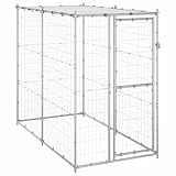 Tidyard Dog Kennel, Large Galvanized Steel Outdoor Pet Playpen with Lockable Door for Dogs, 86.6 x 86.6 x 70.9 Inches, Metal Frame Kennel for Backyard Garden Patio