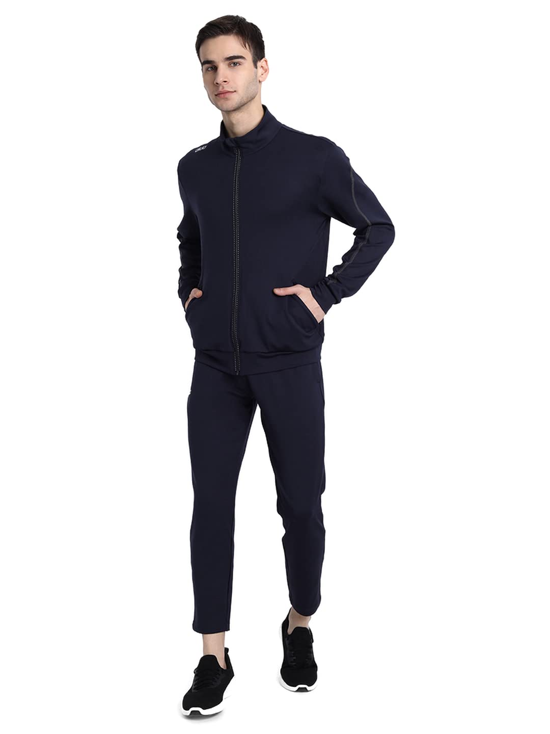 DIDA Men Light Trendy Stretchable Regular Comfort Dry-Fit Multi-Purpose Activewear All-Season Fashionable Track Suit (Color : Navy, Size : 2XL)