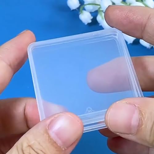Image of 12 Pieces Square Empty Mini Clear Plastic Storage Containers (1.85 x 1.85 x 0.32 inch) with Lids for Tiny Items and Other Craft Projects