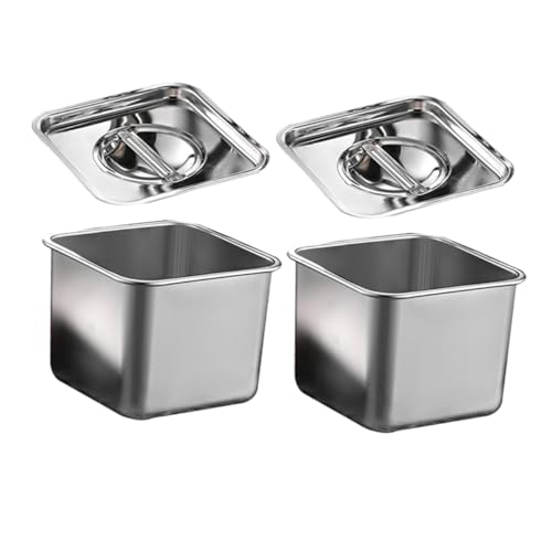 SOLUSTRE 2-Pack Stainless Steel Buffet Trays Lid Steam Table Food Pans for Buffets Kitchens Food Serving