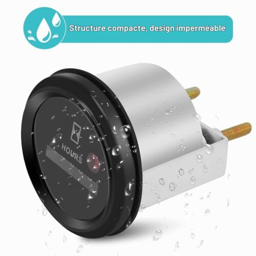 Compteur Horaire à Quartz, 12-36V DC AC Mécanique Ronde Compteur Horaire Étanche Pour Bateau Auto Motoneige Pelouse Tracteurs Générateurs Voiture Camion Moteur – vue 6