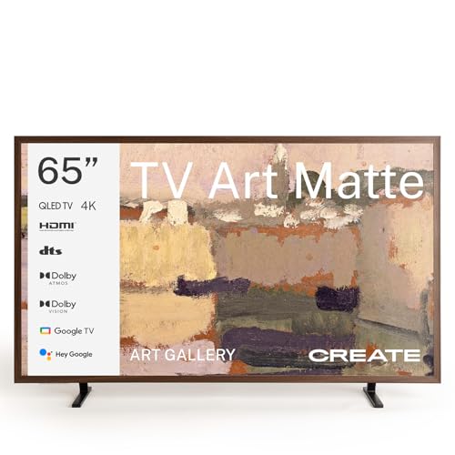 CREATE / TV Art Matte/Téléviseur Smart TV QLED 4K 65' Bois foncé/Écran antireflet, galerie d'art, Commande vocale, capteur de luminosité, Low Blue Light & Flicker Free, HDMI TM