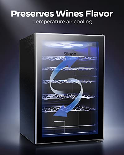 Silonn 36 Bottle Wine Cooler/Cabinet Beverage Refrigerator,Small Mini Wine Cellar For Red,White,Champagne Or Sparkling Wine,40F-61F Digital Temperature Control Wine Fridge Glass Door #TOP1