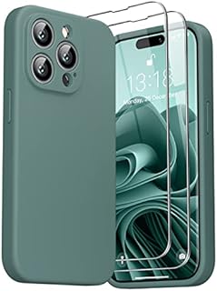 GOODVISH 3 in 1 Designed for iPhone 14 Pro Silicone Case 2022, with 2 Pack Screen Protector, Full Cover [Enhanced Camera Protection] 6.1" Soft 14pro Case[Anti-Scratch Microfiber Lining], Pine Green