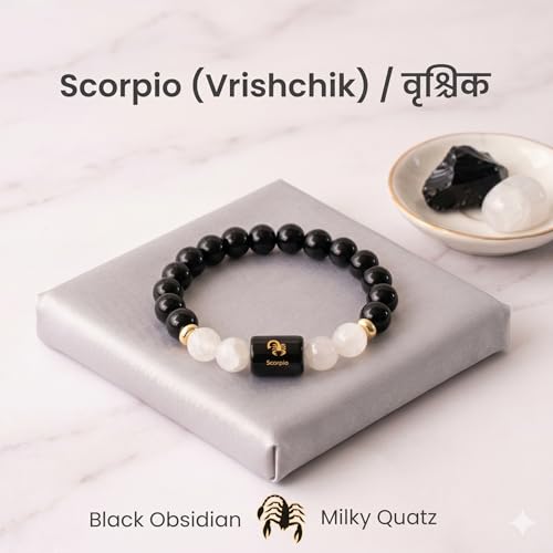 Image of ARDEN Zodiac Crystal Bracelet for Men & Women | All Rashi Crystal Bracelets | Natural Healing Stone Astrology Bracelets | Adjustable Energy Bracelet for Wealth, Positivity & Protection | Birthday Gift