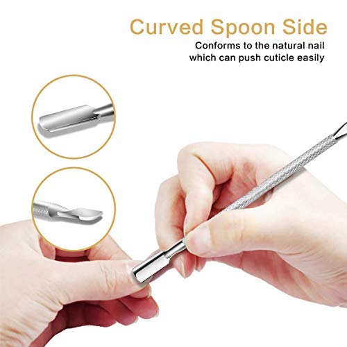 ProMax Professional Cuticle Pusher Nail Cleaner-Double Ended,One Side 9mm and Other Side Cleaner/Scrapers With Round handle Grip-(Cuticle Pusher 9mm/Scraper Cleaner)110-10015