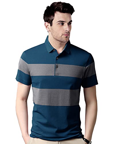 Image of Noble Monk Mens Polo Neck Half Sleeves Color Blocked T-Shirt