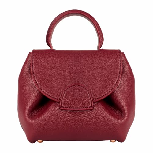 Bolsas Polene para mulheres, bolsas femininas com alça superior, bolsas de grife para mulheres, mini bolsa de ombro de couro sintético, Vermelho, Small