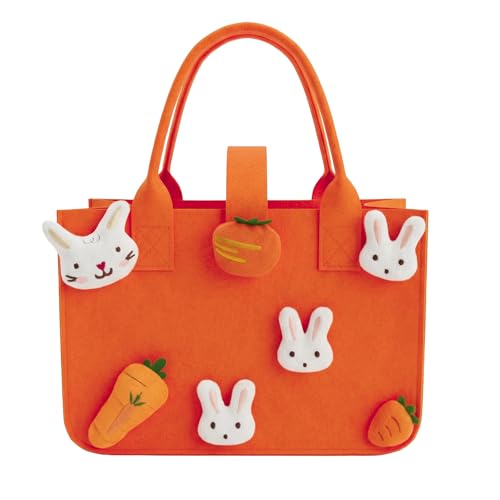Cestas de Pascua de Fieltro, dellyy Nidos de Pascua, Bolsas para Rellenar, Cestas con Asas, Cesta de Compra Infantil, Cesta de Fieltro, Decoración de Primavera, para Amigos y Vecinos (1, B, L)