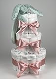 Chouette-Chouette | Luiertaart Meisje | Kraamcadeau | Geboorte Meisje | Babyshower | Tuttle Konijn Richie Lagoon - donker Poeder Roze