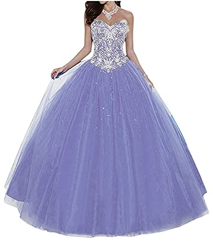 Dresses Onlie Vestidos de quinceañera de princesa para mujer, vestidos de noche, largos, vestidos de novia, elegantes, Lavanda 01, 36