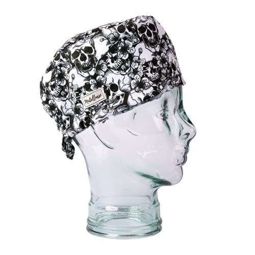 Gorro Cirúrgico Touca Medicina Enfermagem Dentista Bandana Caveiras com Flores Preto