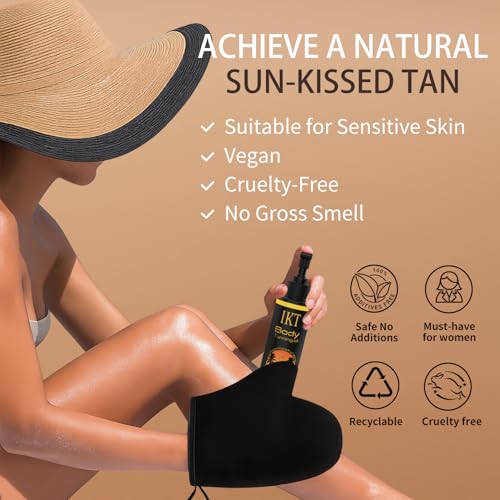 Image of FUNAN Self Tanner Tanning Oil Kit, Deep Moisturizing Sunless Tanner with Application Mitt, Even & Natural Bronzing Self Tan for Face & Body, 3.38 fl oz