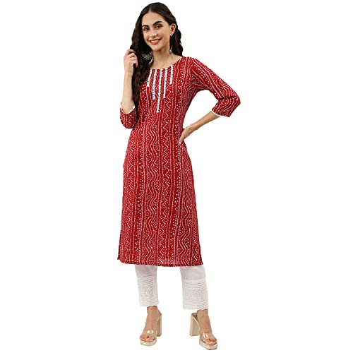 Image of NAINVISH Women's Cotton Blend Straight Fit Casual Kurti
