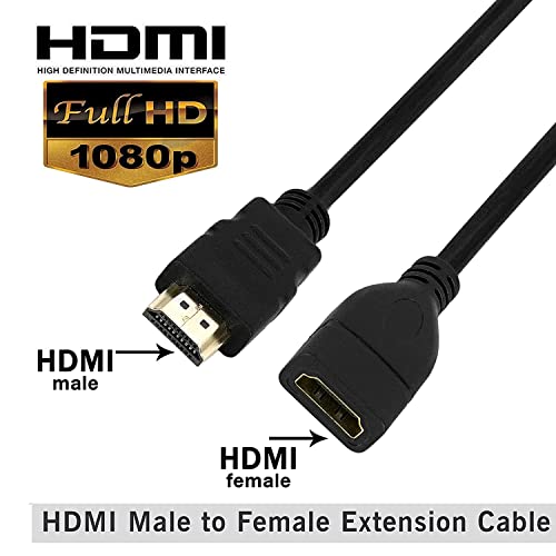 Image of LipiWorld HDMI Male to Female Extension Cable Extension Cable HDMI Extender for fire tv Stick, Laptop /PC, LCD /LED TV, Xbox, PS3 /PS4 (Pack Of 1 30Cm)