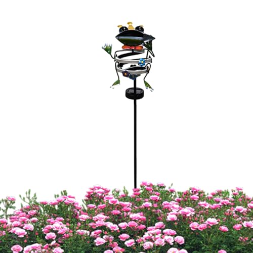 Luces de alimentadas por energía solar, estaca de metal decorativa impermeable con rana de caracol – Luces solares para exteriores, para decoración de jardín, patio, césped, casa, porche
