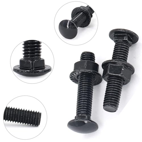 pekifaves 25 Stück M8x40mm Schlossschrauben, Edelstahl 304 Schloßschrauben mit Sechskant-Flanschmutter Schwarz, M8 Torbandschrauben