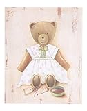 Dimensions : 25 x 20 x 3 cm AVENUELAFAYETTE Cadre Tableau Bois Enfant Ourson en Peluche - Ours - vintage rétro (Fille)