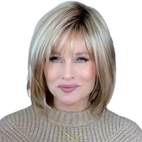 ANNA SHOP Peluca Corta Rubia Bob para Mujer Pelucas De Pelo Sintético Natural Ombre Uso Diario para Cosplay De Fiesta A Cover