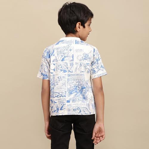 Image of Kidsville Official Marvel Comics Spiderman Boy's Graphic Printed Half Sleeves Round Neck Regular Fit Pure Breathable Cotton Fabric T-Shirt