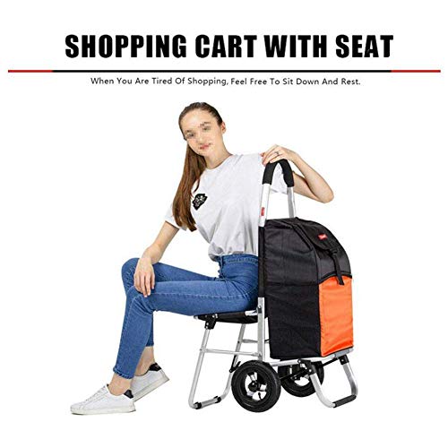 NanXi Einkaufstrolley in dunkel blau mit Kühlfach - Großer Trolley klappbar mit großen Rädern bis belastbar Einkaufstrolley mit,Braun – Bild 5