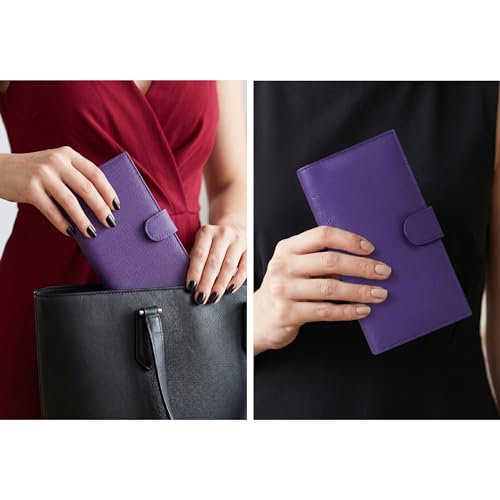 Image of Oak Leathers Checkbook Cover Slim Minimalist For Men with RFID Blocking Credit Card Holder Wallet (Pansy)