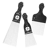 MUSISALY 3個点 アフロヘア用メタルピック 美容師向けヘアスリングツール