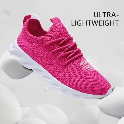 Image of Tvtaop Running Shoes Womens Sneakers Tennis Walking Workout Gym Shoes Lightweight Comfortable Trail Running,Hot Pink,Women's Size 9.5