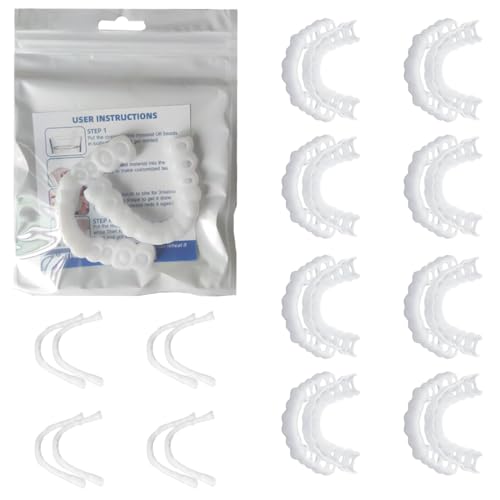 DEZP 4 Paia Faccette Dentali, Dentiera Provvisoria, Dentiera Finta Naturale,Universali Superiore E Inferiore,Provvisoria Denti Finti Per Uomini E Donne Di Denti Cattivi Denti Imperfetti