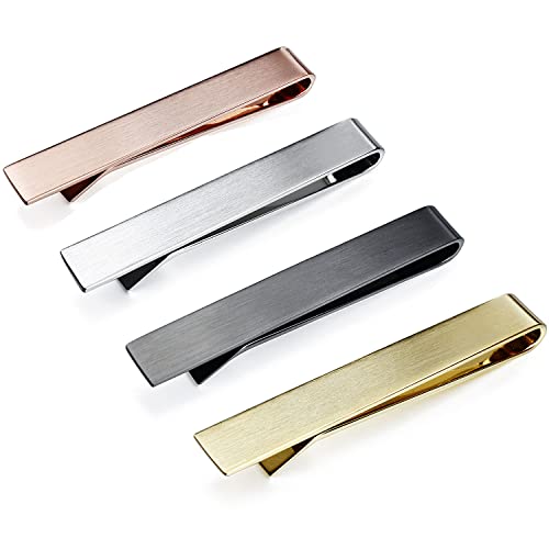HAWSON 1.5 Inch Tie Clips for Men for Skinny Tie Bar 4Pcs Tie set for Wedding Anniversary Business and Daily Life-Best Gifts