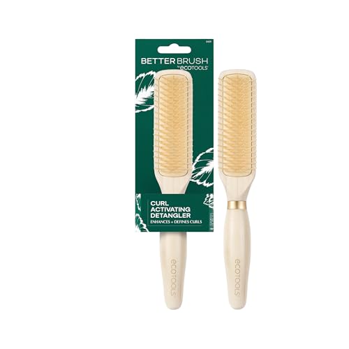 Image of EcoTools Curl Activating Detangler Hairbrush, Gently Detangle Wet Hair, Style, Define, & Enhance Curly & Wavy Hair, Less Breakage & Fall Out, Renewable Bamboo, Vegan & Cruelty-Free, 1 Count