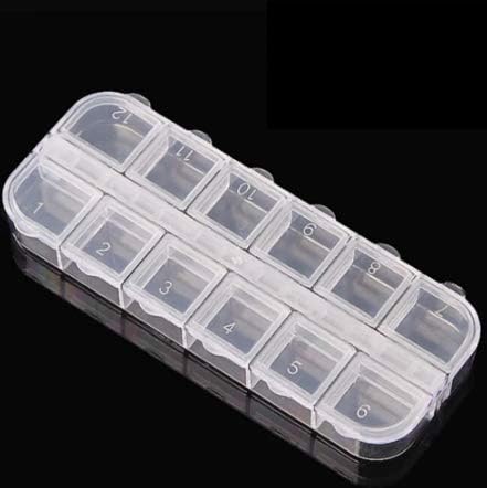 SNOOGG 12 Compartmet Portable Fold Flip multipurpose Organizer Small compartment PP Empty Container Box for - Medicine, small accessories, travel trip pocket purse storage-image-0