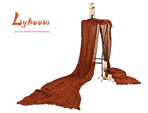 5 Packs Terracotta Cheesecloth Table Runner, 10Ft X 35" Rustic Gauze Fabric Boho Table Runner, Rust Cheesecloth Wedding Table Decor Table Cloth For Wedding Party Bridal Shower Table Decorations… #TOP5