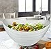 Qlans Ceramic Oval Salad Bowl Set, Comes with Wooden Salad Utensils - Large Mixing Deep Bowl, Large Capacity 116OZ