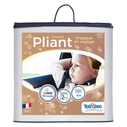 yoopidoo – Colchón plegable para bebé, 60 x 120 cm, desenfundable, cómodo – Garantía de 2 años – Fabricación francesa