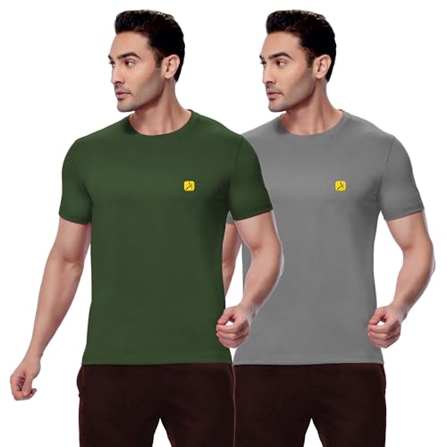 Image of AMUL COMFY Men's Cotton Plain Round Neck Half Sleeve Casual T-Shirts