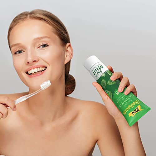 The Dirt Gluten & Fluoride Free Coconut Oil Toothpaste - Vital Toothpaste Botanically Sweetened, No Artificial Flavors Or Colors (Super Mint, 150G: 6 Months Supply) #TOP7