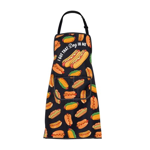 BNQL Tablier de hot-dog avec poches - Cadeau amusant pour les amateurs de hot-dog « I Got That Dog In Me » - Cadeau de restauration rapide
