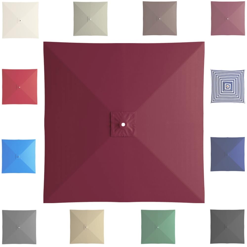 GJPXFR 6.5'x6.5' 8'x8' Square Umbrella Replacement Canopy 4/8 Ribs Patio Umbrella Replacement Cover Weatherproof Yard Market Parasol Top Cover Cloth(Burgundy,2.7x2.7m/8.8x8.8ft)