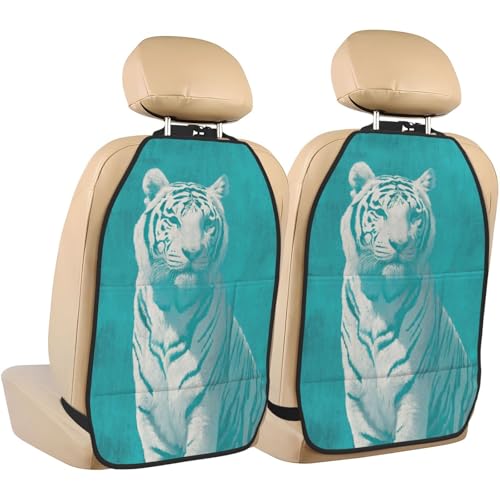 Protectores de asiento de coche con bolsillos de almacenamiento y diseño de tigre, 2 uds.