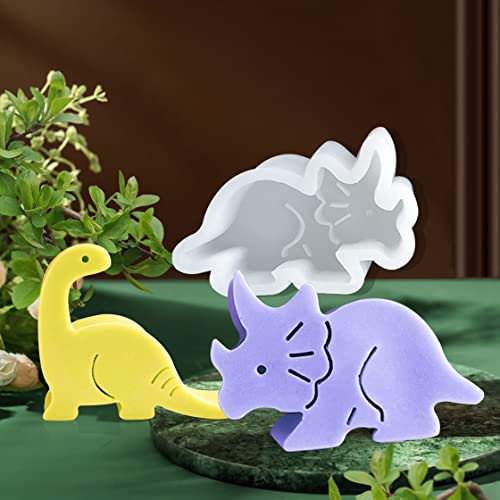 Hyzaphix 2Pcs 3D Candle Mold Animal Resin Mold Dinosaur Epoxy Molds Silicone Owl Giraffe Elephant Frog Mould For Diy Craft Handmade Soap Candle Making (D) #TOP2