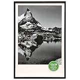 TheDisplayGuys - Contemporary Aluminum Picture Frame - Tempered Glass - 12x18 matted to 11x17 - Black - Wall Hanging -  The Display Guys