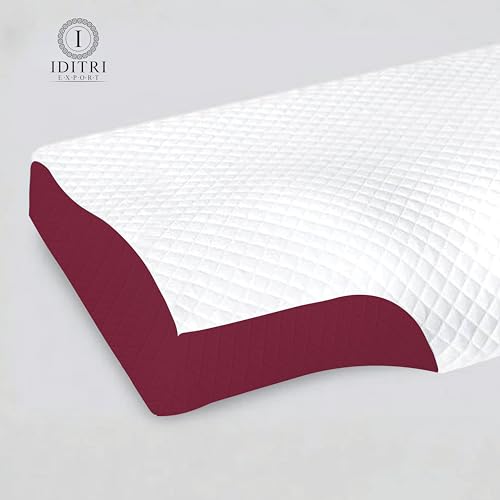 Image of Rebound Memory Foam Pillow for Neck Support, 48x30x9 cm Ergonomic Cervical Contour, Breathable Skin Friendly Fabric, Orthopedic Bedding for Stiff Shoulders and Snoring Comfort Aid,Maroon