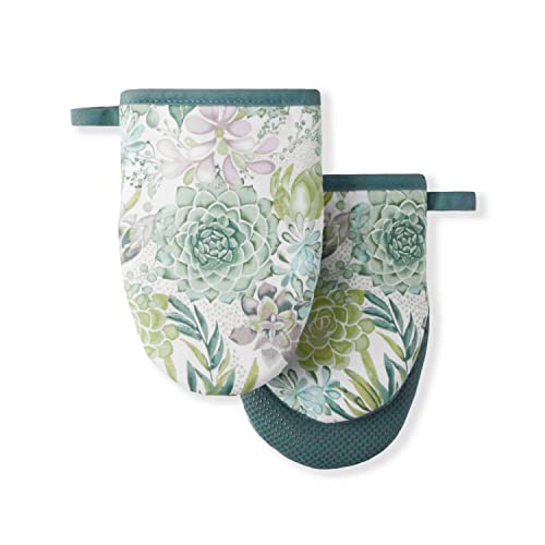 Martha Stewart M2012415TDMSA2 1GNML Succulents Mini Oven Mitt 2-Pack Set cover