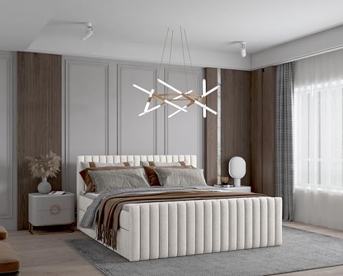 Imebel Boxspringbett 200x200 cm, Bett mit Matratze und Stauraum, Polsterbett mit Bettkasten, Boxbett 200x200 Komplett, Doppelbett mit Bonell-Matratze, Bett für Schlafzimmer VIVO