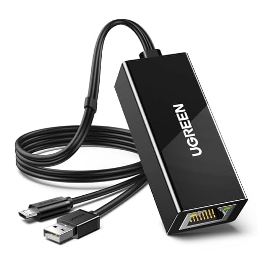 UGREEN Adaptador Ethernet micro USB, adaptador Ethernet com cabo de 3,3 pés e cabo de alimentação, compatível com Fire TV Stick Basic/2nd/4k/Lite, Chromecast 1/2/3/Ultra/Audio, Fire TV 3rd, P